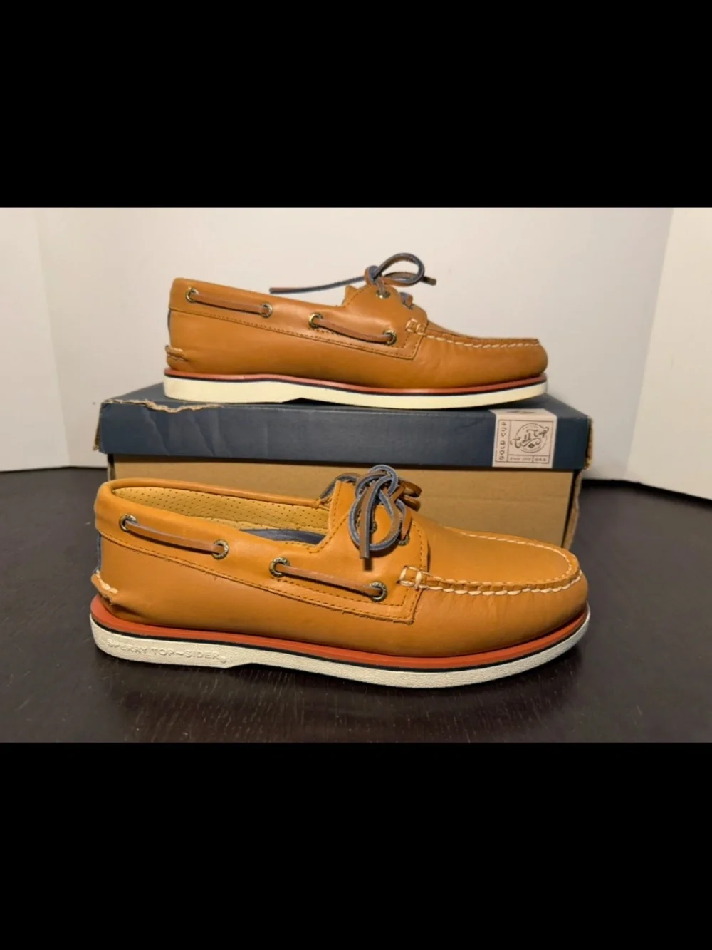 Sperry Gold Cup Authentic Original 2 Eye Boat Shoes Tan Mens 8M
